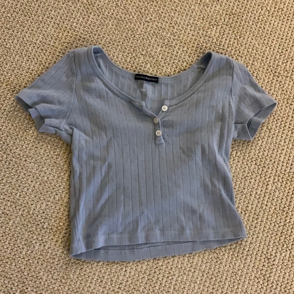 BRANDY MELVILLE light blue 1/4 buttoned zelly top